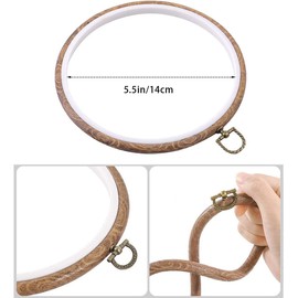 Hodeacc 6 Pack 5.5 inch Mini Imitation Wood Plastic Circle,Embroidery Hoop Cross Stitch Hoop Ring for DIY Art Craft Handy Sewing