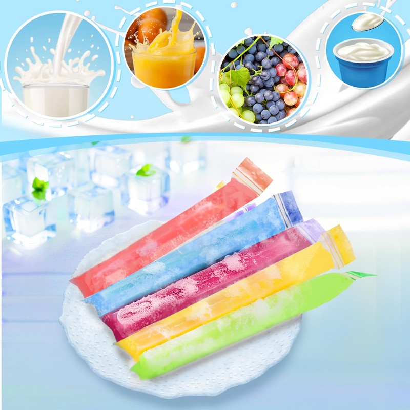100PCS RAINFLOW Disposable Popsicles Molds Bags - Freezer Ice Pop