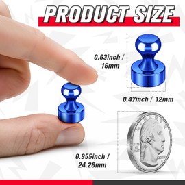 FINDMAG Strong Magnets for Refrigerator, 42 Pack Neodymium Magnets for Whiteboard, Magnetic Push Pins for Dry Erase Board, Locker Accessories, Map, Adults (Colorful)