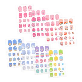 TOVINANNA 8Sheets Cute Cartoon Press Nails for Fun False Nail Stickers for Little and Teens Nail Art for Creative Play