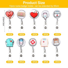 10 Pieces of Nurse Badge Clasps, Nurse Id Holder, Retractable Nurse Badge Scroll, Creative Pattern Badge Holder, Cute Id Lanyard Buckle