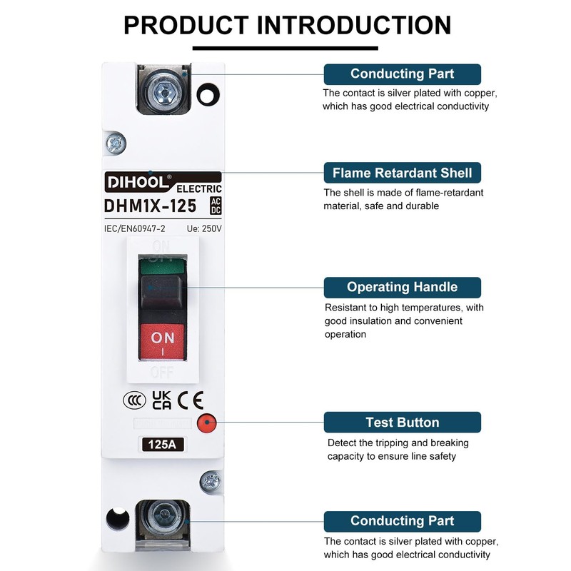 DIHOOL 125 Amp Heavy Duty Battery Disconnect Switch, DC Circuit