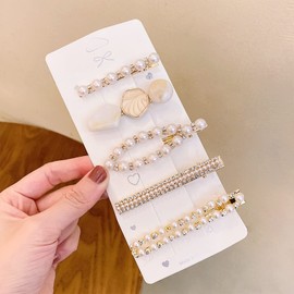 Beauty PLAYER Hair Clip, Pearl, Hairpin, Stylish, Girls, Hair Clip, Single Shape Pin, Duck Clip, School Entrance Ceremony, Graduation Ceremony, Wedding (5 Flower Shapes)