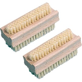 Wooden Nail Brush Pack of 2 – Double-Sided Hand and Nail Cleaning Brush with Firm Bristles – Scrubbing Brush for Fingertips, Toenails, Home, Garden, Kitchen, Salon Use