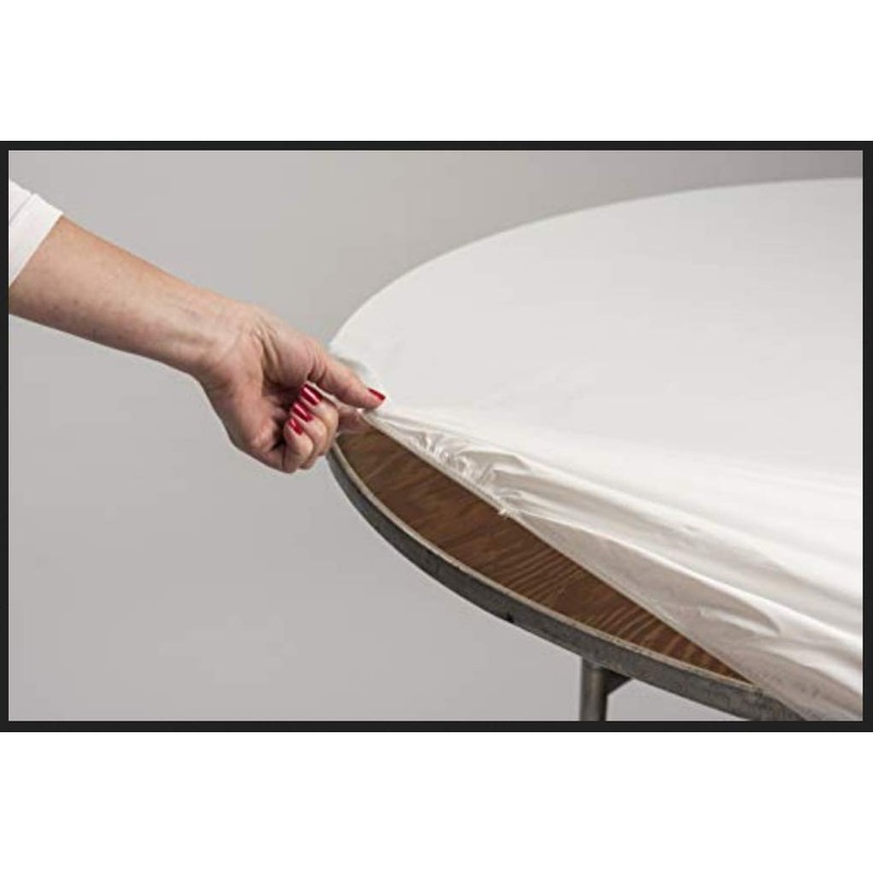 Kwik-Covers 60" Round Fitted Plastic Table Covers, Bundle of 5