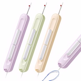 3 Pcs 2 in 1 Needle Threader Seam Ripper, 2-in-1 Automatic Needle Threader & Seam Ripper Tool,Retractable Portable Threading and Seam Ripping Tool, Quick Sewing Machine Loop Needle Threaders