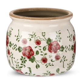 Ninehaoou 1 Pcs Vintage Planter Large Ceramic Plants Pot Red Plum Crack Cottage Scroll Vase Flower Vase Pot Indoor Plants Home Kitchen Decor Farmhouse Antique Decorative Gift