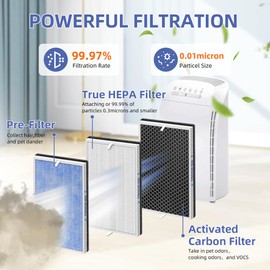 Pulluty MSA3/MSA3S HEPA Replacement Filter for Membrane Solutions MSA3 and MSA3S Air Purifier,Upgraded 4-in-1 H13 True HEPA and Activated Carbon Filter with OdallerPure Technology,3 Pack