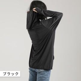 PAFHL UV Protection Hoodie, Rash Guard, Sun Protection, Women's Clothing, Summer, Spring, UV Protection, Breathable, Cooling, Thin, Lightweight, Long Sleeve, Hood, with Finger Holes (2088lady, Black, XL)