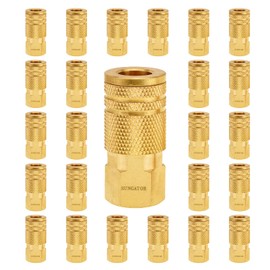 SUNGATOR 25-Pack 1/4'' Air Hose fittings, Brass 1/4 Inch NTP Female Industrial Coupler, Quick Connect Air Line Fittings for Auto Shop, Compressor Hose Repair Accessories Kit, 1/4'' NTP Coupler