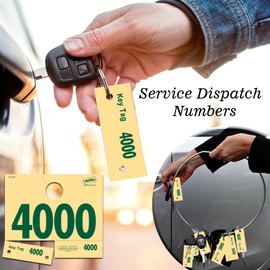 1000 Automotive Service Dispatch Numbers Mirror Hang Tags Numbered 4000-4999 RL78 Style Red Green Service Dispatch Numbers Manilla Card Stock with 1.25 Slotted Hang Cutout