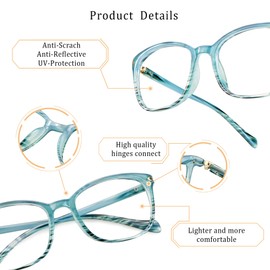 LifeArt Blue Light Blocking Glasses, Anti Eyestrain, Computer Reading Glasses, Gaming Glasses, TV Glasses for Women Men, Anti Glare (Stripe Blue, 4.75 Magnification)