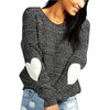 shermie Women's Cute Heart Pattern Elbow Patchwork Knitted Sweaters Long