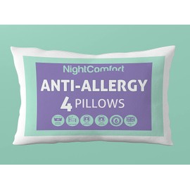 Night Comfort 4 Pack Luxury Standard Pillows Soft Support for Front Sleepers - Hypoallergenic Fluffy Microfibre with Hollowfibre Filled Bounce Back Bed Pillows