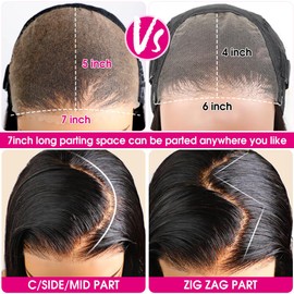 Eooma 220% Density Glueless Wigs Human Hair Pre Plucked Pre Cut 7x5 Wear and Go Glueless Wig 28 Inch HD Straight Lace Front Wigs Human Hair for Women Natural Black