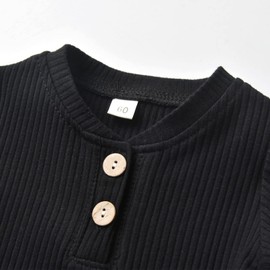 Newborn Infant Baby Boy Summer Clothes Outfit Short Sleeve Solid Color Romper Pant Sets - Newborn Black