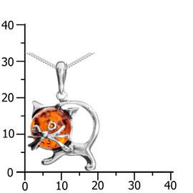 Minka Pendant Necklace 925/000 Silver Amber, Amber