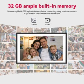 Battery Powered Digital Picture Frame UHALE,10.1" 1920x1080 HD IPS Touchscreen, Cordless Photo Frame with Auto-Rotate, Share Photos & Videos, 32GB Memory, Ideal Gift for Family