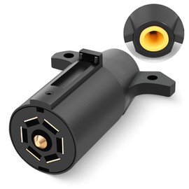 Nilight RV 7 Pin Trailer Plug Splice-in Replacement Heavy Duty Trailer Side Male End 7 Way Round Splice Receptacle Replacement Plug for Tow Hitch Car RV Boat Truck