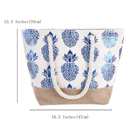 FAVORTALK Shopping Bags for Women Handbags Ladies Large Tote Bag Work Shoulder Bag with Handles for Stadium Sports Games Leisure Occasion(Blue Pineapple),B25914