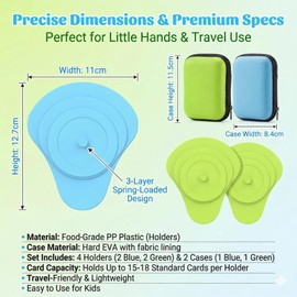 Bafutayawa Card Holder for Children offering Fun Without Tiring, Card Holder Set Includes 2 Storage Bags, Ergonomic Card Stand for Small Hands, 6-piece Accessories Blue and Green for Travel and