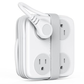 ORICO Regleta Multicontacto de Viaje con Enchufe Plano, Extensión Eléctrica de 1.5 m, 8 Salidas + 3 Puertos USB (1 USB-C), Estación de Carga Portátil 