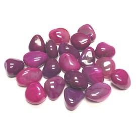 Zentron Crystal Collection: Tumbled Dyed Agate - Large 1" Pieces with Velvet Bag (1 Pound, Pink)