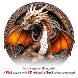 KaayeeWood Wooden Puzzle for Adults, 300 Pieces, 3D Vision Effect Dragon, Irregular Unique Puzzle, Wooden Puzzle with Wooden Box, Birthday Gift for Adults and Children