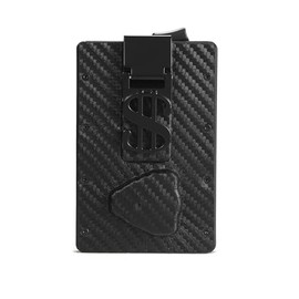 Mens Smart Wallet with Tracker Works for Find My(iOS)- Anti-Lost [Left Behind Reminder ]Slim Pop Up Card Case in Leather Money Clip (Carbon Fiber Black)