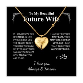XanXara To My Future Wife Necklace - Future Wife Gifts for Women, Golden Heart Pendant Necklace for Future Mrs Gifts Wedding Necklace, Fiance Necklace Birthday Gifts for Future Bride, Wife to be Necklace for Anniversary, Valentine's Day, Christmas. (Lovi