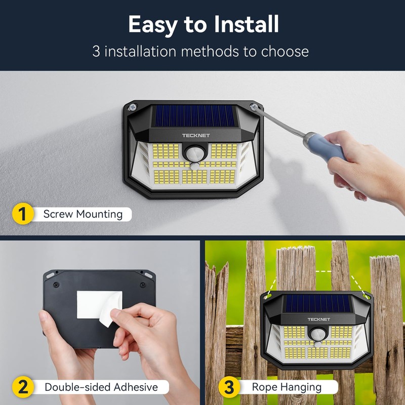 TECKNET 231 LED Solar Motion Lights Outdoor Waterproof, 6 Pack