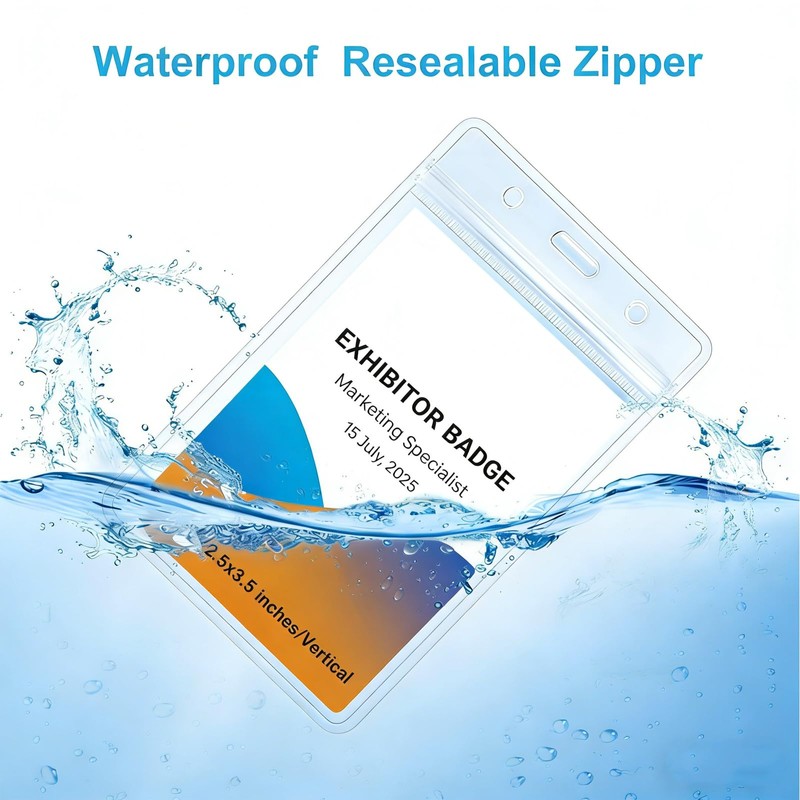 2.5x3.5 Inches Vertical Badge Holde Waterproof Clear ID Card Holder