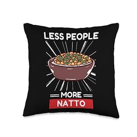 Cute Less People More Natto Kawaii Aesthetic Cute Kawaii Less People More Natto Food Lover Throw Pillow, 16x16, Multicolor