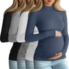 Oakgarden 4 Packs Womens Maternity Shirts Long Sleeve Cotton Ribbed
