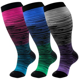 cerpite Plus Size Compression Socks Wide Calf for Women & Men 20-30 mmhg-Extra Wide Calf Knee High Support Socks for Nurse