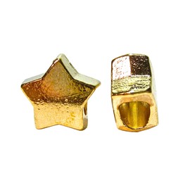 4 Pcs Metal Silver Tone Large Hole Star Beads Pink Gold 11.5 x 11.5 mm Geralin Gioielli