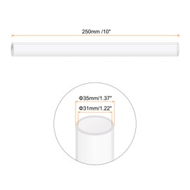 Rebower 10" Clear Plastic Rigid Pipe 31mm x 35mm(1.2" x 1-3/8") Acrylic Tube Round Polycarbonate Tubing, [for Plumbing, Hydraulics, Aquarium, DIY]