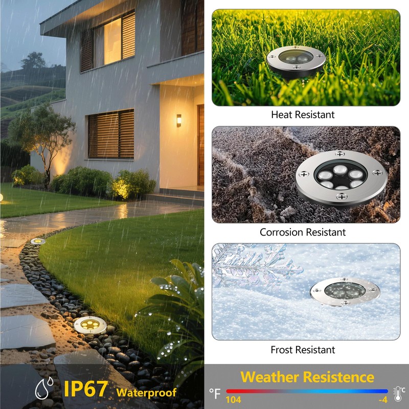 JESLED Outdoor Landscape Lights, 6W LED In Ground Well Lights,