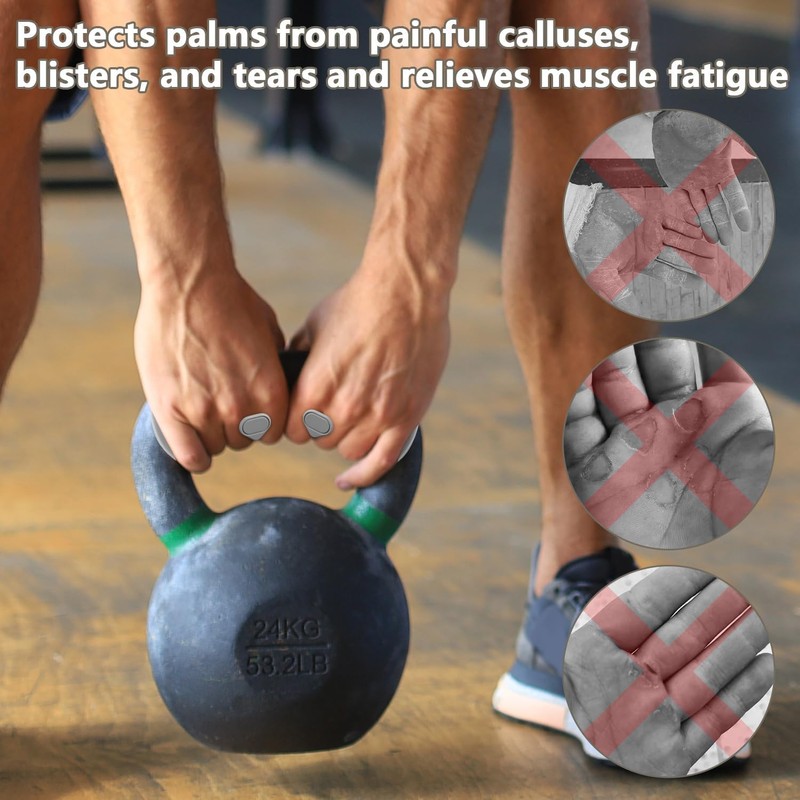 Anti-Slip Workout Grips, Ergonomic Rubber Hand Protector Gloves for Gym