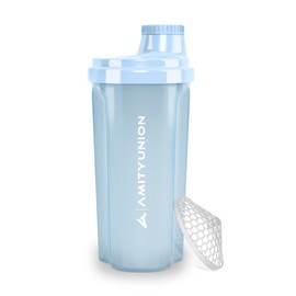 Original protein shaker deluxe 500 ml, leak-proof, BPA-free, fitness mixer with strainer and scale for creamy whey powder shakes, protein isolates, BCAA concentrate, white
