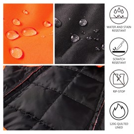 BASSDASH Dog Insulated Coat Safety Vest Water Resistant Chest Protection Reflective High Visibility for Hunting Outdoor