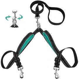 Szelam Double Dog Leash, Double Leash Coupler Splitter Tangle Free for Training and Walking 2 Dogs, Reflective Adjustable Dog Leash for Medium Large Dogs
