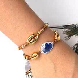 KELITCH Boho Silver Shell Cowry Beaded Friendship Bracelets Beach Seashell Strand Bracelets for Women