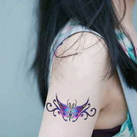 Yesallwas タトゥーシール 蝶 青 長持ち 6枚セット 入れ墨シール 蝶々 タトゥー ブルー 刺青シール バタフライ タトゥーステッカー ボディーシール 防水 (蝶))