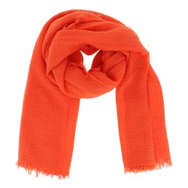 moonbow Plain Scarf Women's 20% Cotton 80% Viscose with Fringes - Modern and Fashion Women's Stole - Long and Rectangular Scarf 180 cm x 90 cm - Thin and Soft Scarf, orange