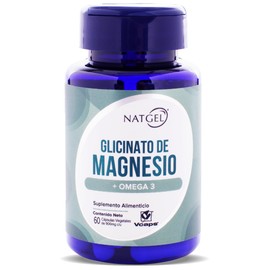 MAGNESIO GLICINATO | NatGel Glicinato de Magnesio con Omega 3 | Alta Absorcion y Maxima Pureza Apoyo para el Sueño y Relajacion