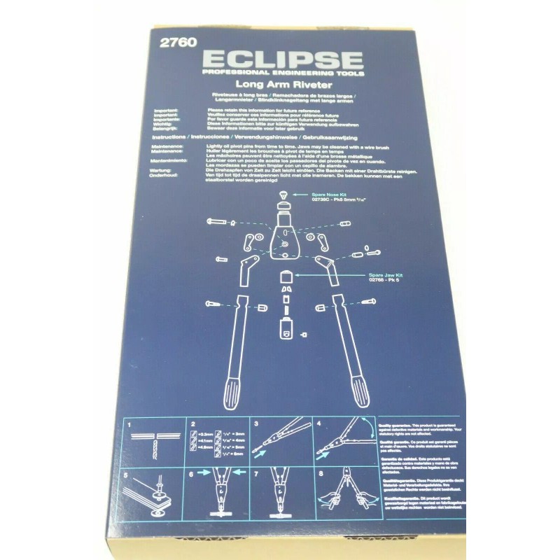 Eclipse Tools 2760 Spiralux Long Arm Riveter, Professional Heavy-Duty