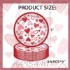 HANSAMU 24 Pcs Valentine Paper Plates Red Heart Printed Round