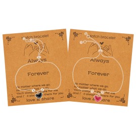 14K Gold Plated Stainless Steel Friendship Bracelet Set for Sisters Adjustable Best Friend Jewelry Gift Matching Bond Symbols Comfort Fit Everyday Wear Birthday Anniversary Keepsake, universal size