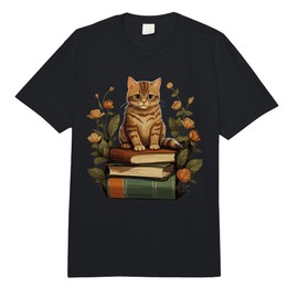 Cottagecore Cat Reading Book Aesthetic Outfit for Women Comfort Colors Adult Heavyweight T-Shirt